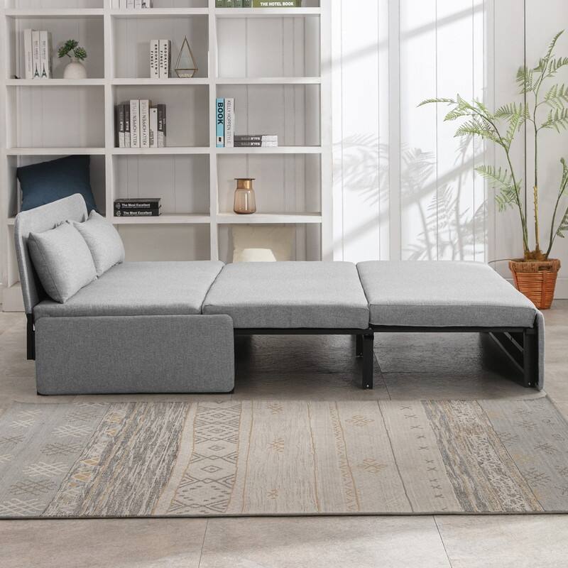 Mixoy Linen 2-in-1 Convertible Sofa Bed,Twin/Queen Pull Out Sleeper Sofa with Mattress,Cushions