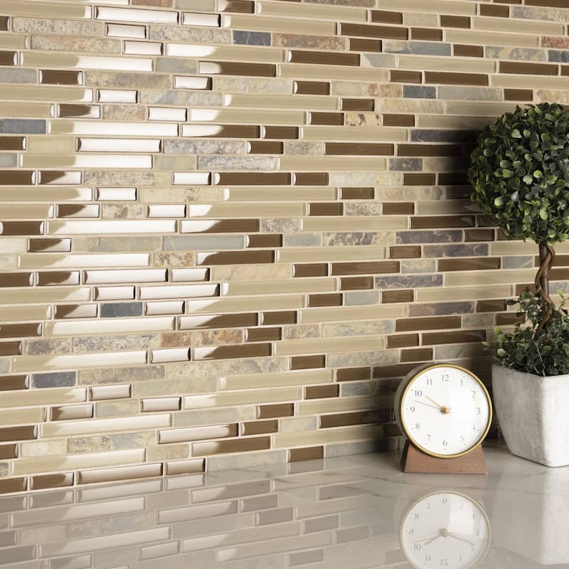 Merola Tile Tessera Piano Brixton 11-3/4" x 11-7/8" Glass Mosaic Wall Tile