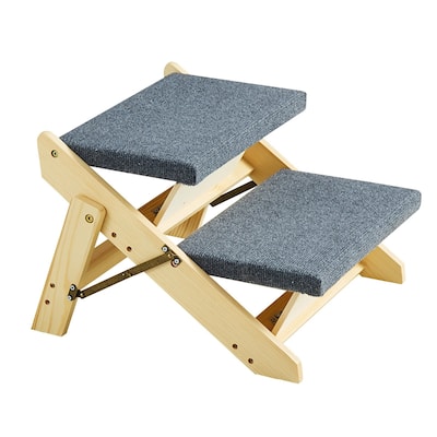 2-in-1 Natural Wooden Foldable Pet Stairs and Ramps Ideal for Small to Large Pets