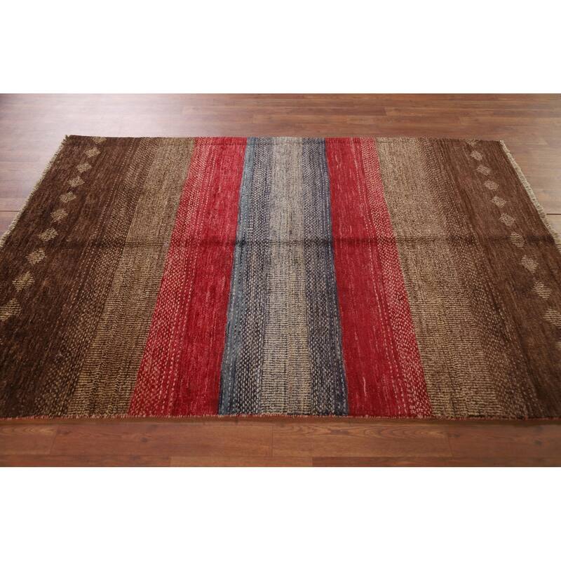 Gabbeh Kashkoli Striped Area Rug Handmade Wool Carpet - 4'6" x 6'5"