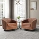 preview thumbnail 2 of 79, 2 Set Tufted PU Vegan Leather Swivel Barrel Chair with Nailheads Trim
