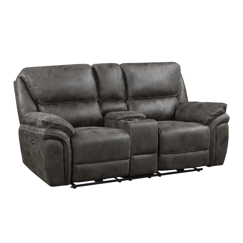Regina Microfiber Power Double Reclining Loveseat - Grey