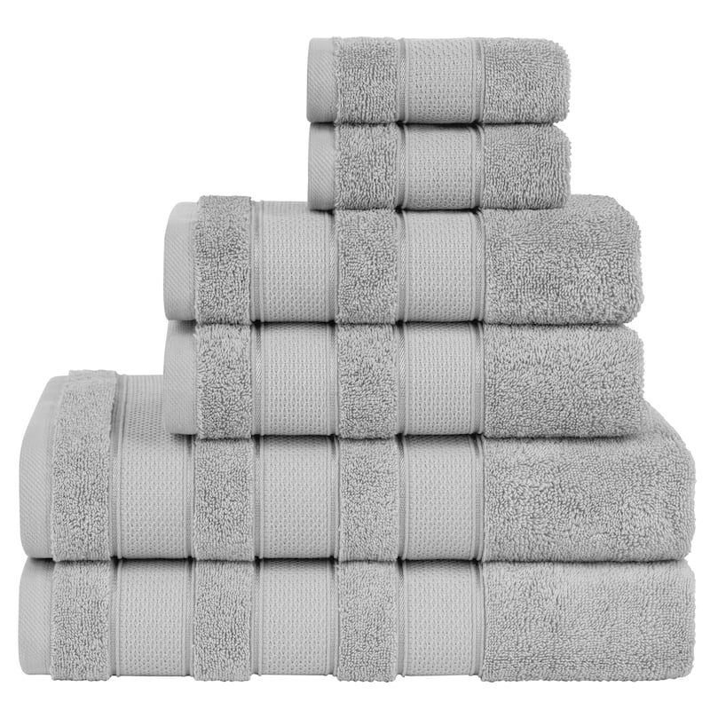 American Soft Linen Salem Collection Turkish Cotton 6 Piece Towel Set - Rockridge Grey