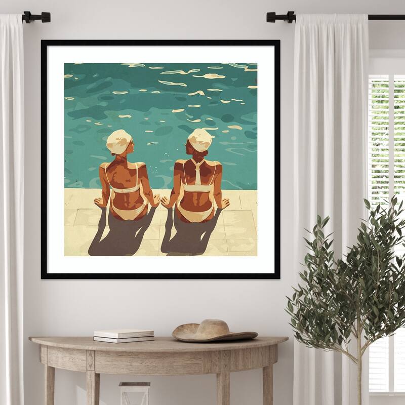 Peaceful and Poolside by Layla Oz Wood Framed Wall Art Print