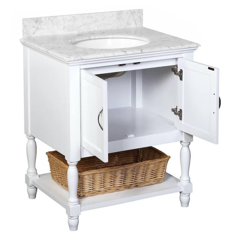 KitchenBathCollection Beverly 30" BathroomVanity w/ Carrara Marble Top