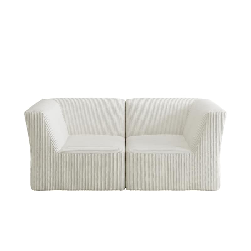 71" W Corduroy Fully Sponge Molded Couch Modular Sectional Sofa