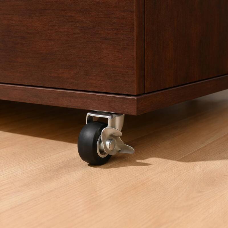 5 Drawer Dresser on Wheels Rustic Brown Rolling Chest of Drawers Storage Cabinet for Bedroom Closet, Wide Drawer Organizer