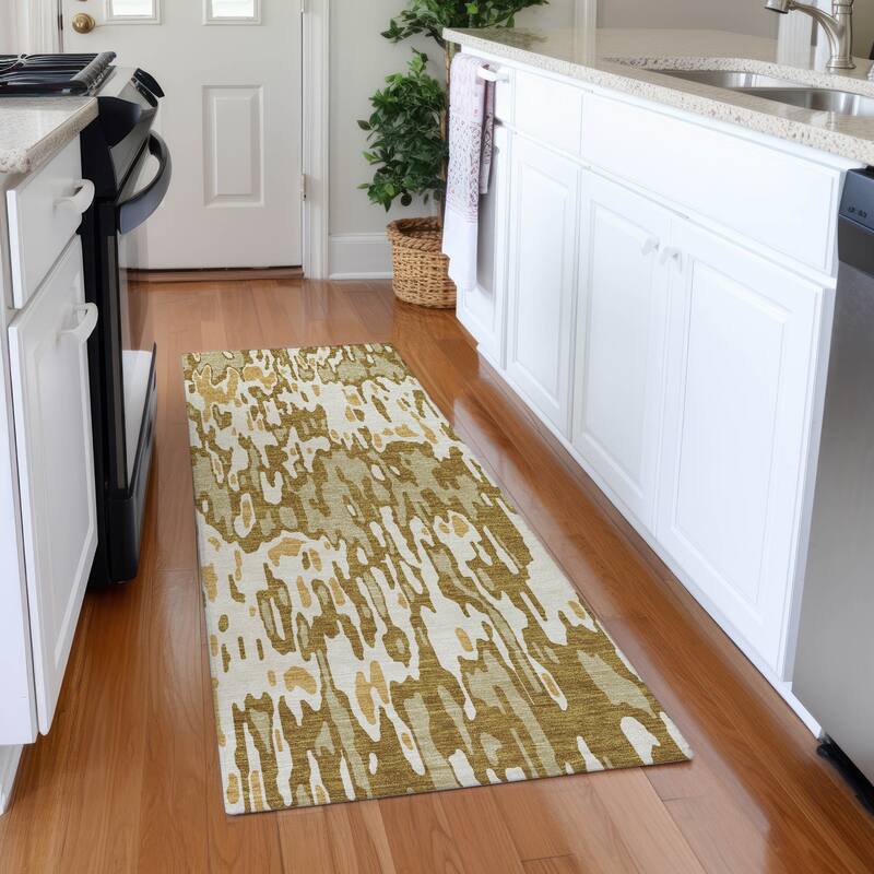 Premium Washable Super Soft Abstract Harmony Mayfield Rug - Wheat - 2'3" x 7'6"