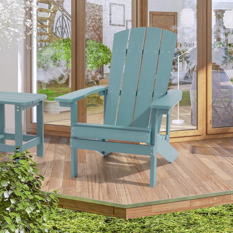 BONOSUKI Patio Adirondack Chair with Cupholder Weather Resistant Chair - Lake Blue