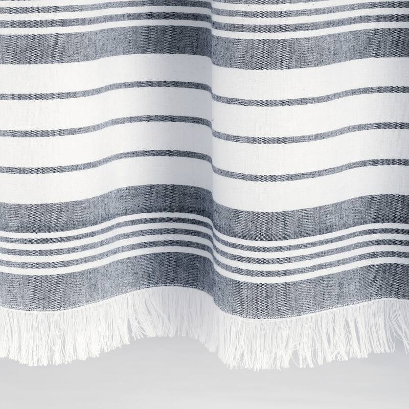 Lush Decor Nantucket Yarn Dyed Cotton Tassel Fringe Shower Curtain
