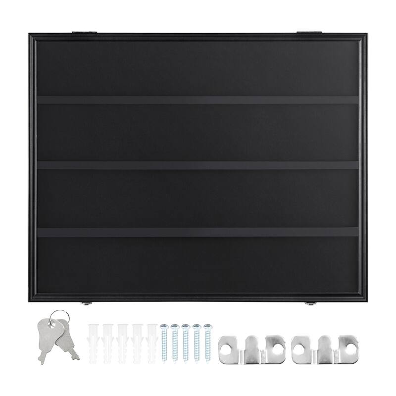 Sports Card Display Case Lockable Wall Cabinet for Football Basketball Hockey Trading Card - 30.5 x 24.3 x 2.1 inches