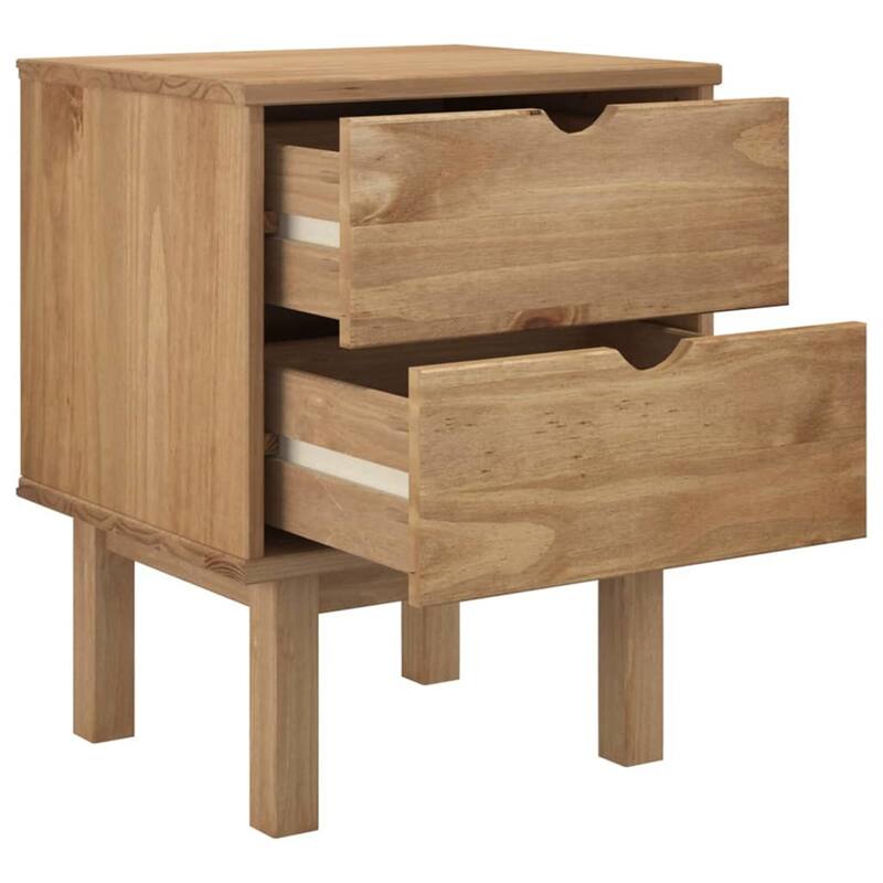 Solid Wood Pine Bedside Cabinet with 2 Drawers
