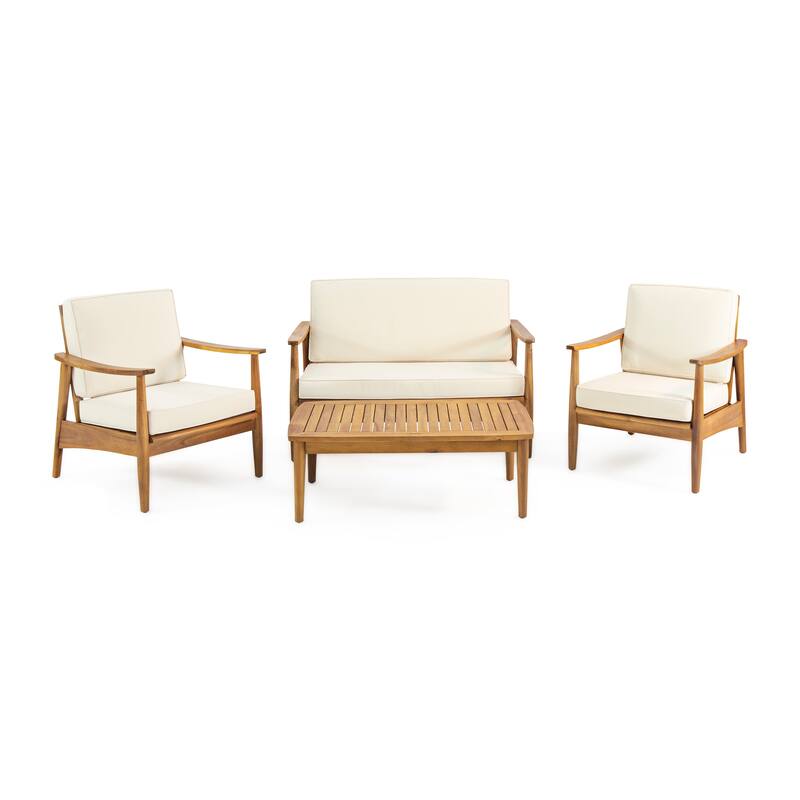 Christopher Knight Home - Willowbrook Outdoor Acacia Wood 4-Seater Chat Set