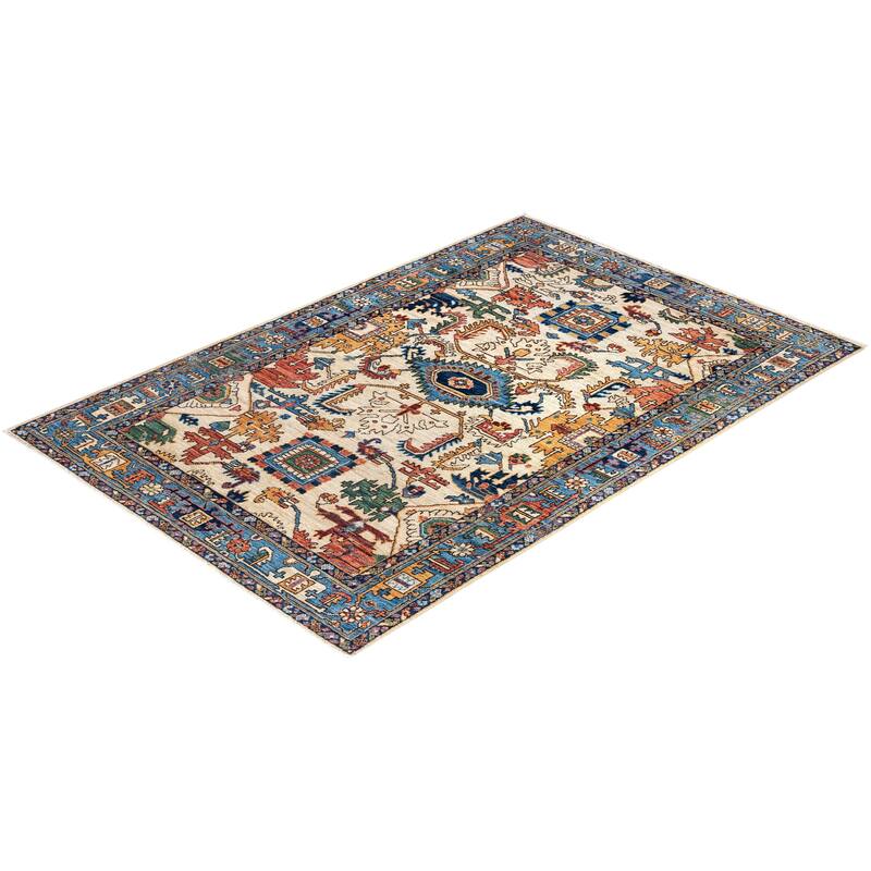 Serapi One-of-a-Kind Hand-Knotted Area Rug - Ivory - 4' 1" x 5' 11"
