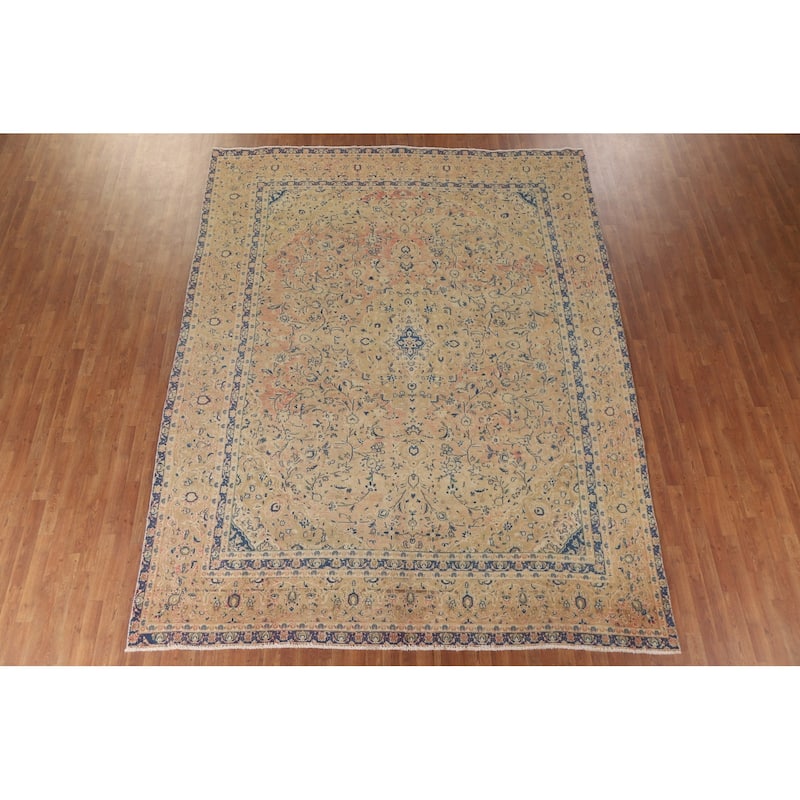 Hand Knotted Oriental 100% Wool Carpet Traditional Floral Pink Kashan Area Rug - 11' 11'' X 10' 1''