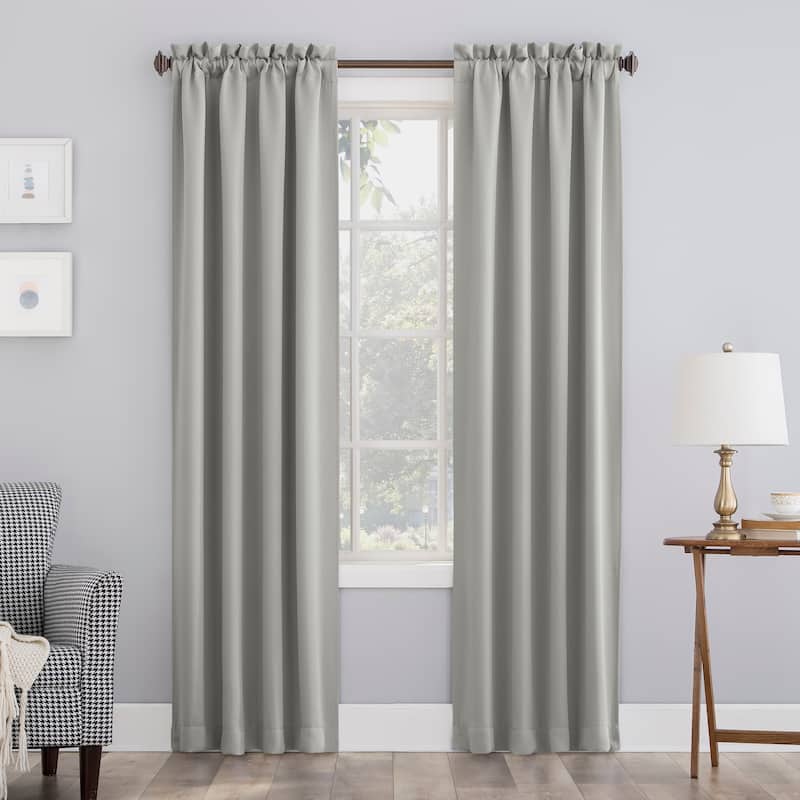 Sun Zero Hayden Energy Saving Blackout Rod Pocket 1-Piece Curtain Panel, Single Panel - 40x63 - Silver Gray