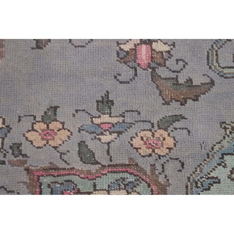Overdyed Blue Tabriz Persian Vintage Rug Hand-Knotted Wool Carpet - 9'6"x 12'8"