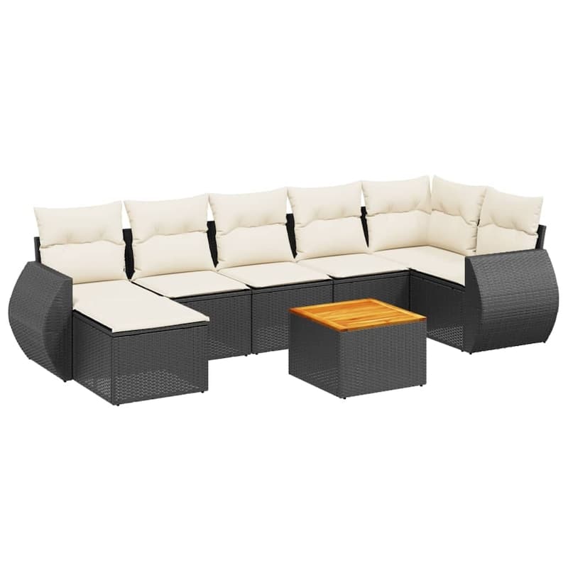vidaXL Patio Sofa Set with Cushions Outdoor Furniture 8 Piece Poly Rattan - 21.7 x 21.7 x 14.6