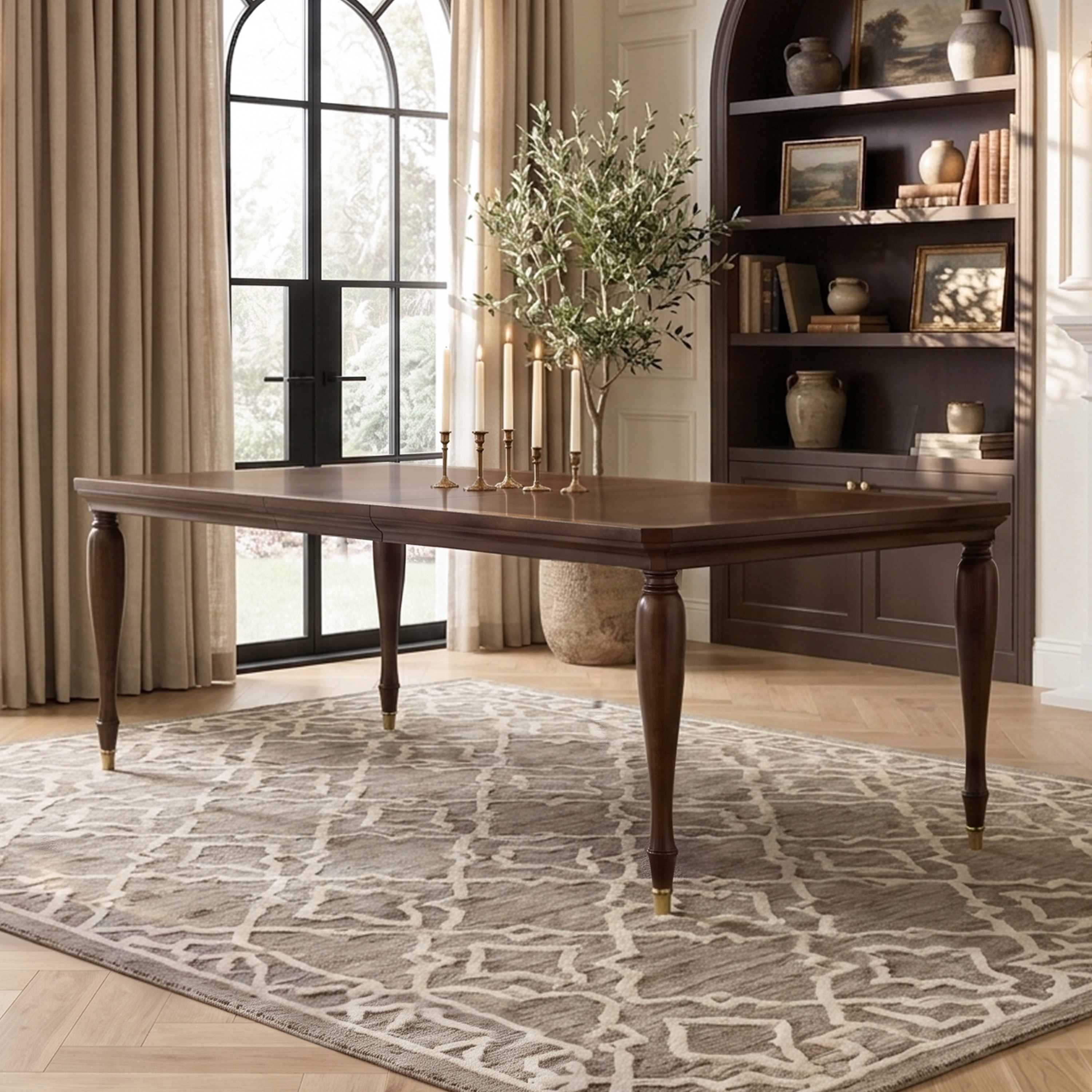 Furniture of America Prylen Modern Dark Cherry Solid Wood Extendable Dining Table