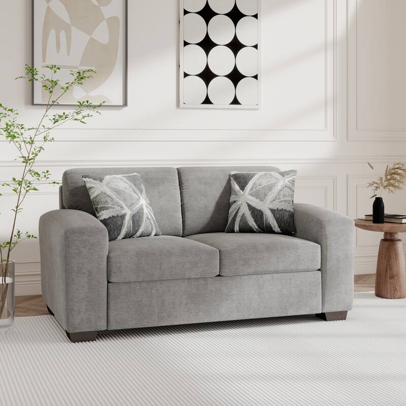 Roundhill Furniture Arden Living Room Chenille Upholstered Loveseat, Posh Gray - N/A