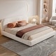 preview thumbnail 2 of 38, Christopher Knight Home - Eleanor Boucle Fabric Upholstered Platform Bed with Curve-Shaped Design White_King - King