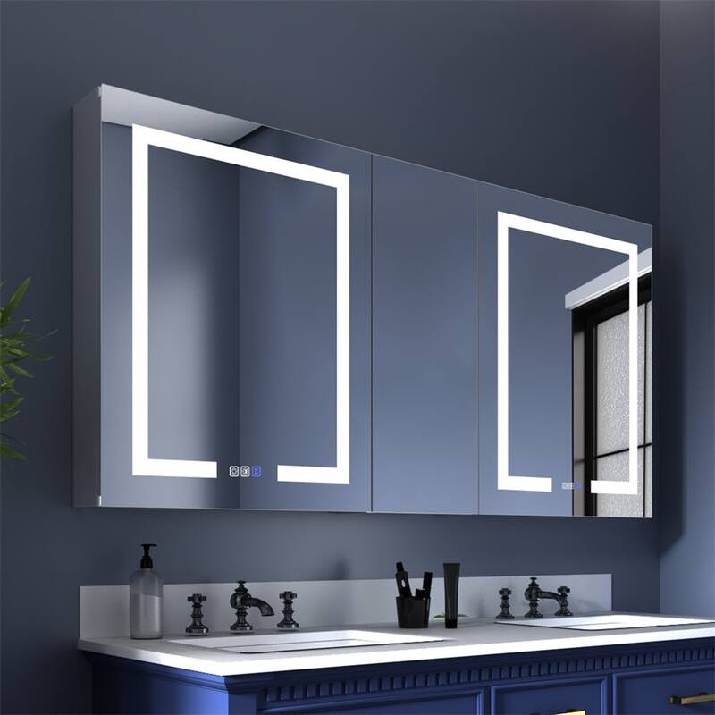ExBrite 36" x 30" LED Lighted Bathroom Medicine Cabinet with Mirror,Recessed or Surface Mount,Defog