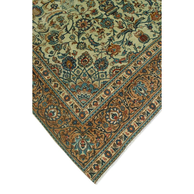Semi Antique Tabriz Micaela Lt. Green/Navy Rug - 6'0" x 9'8"