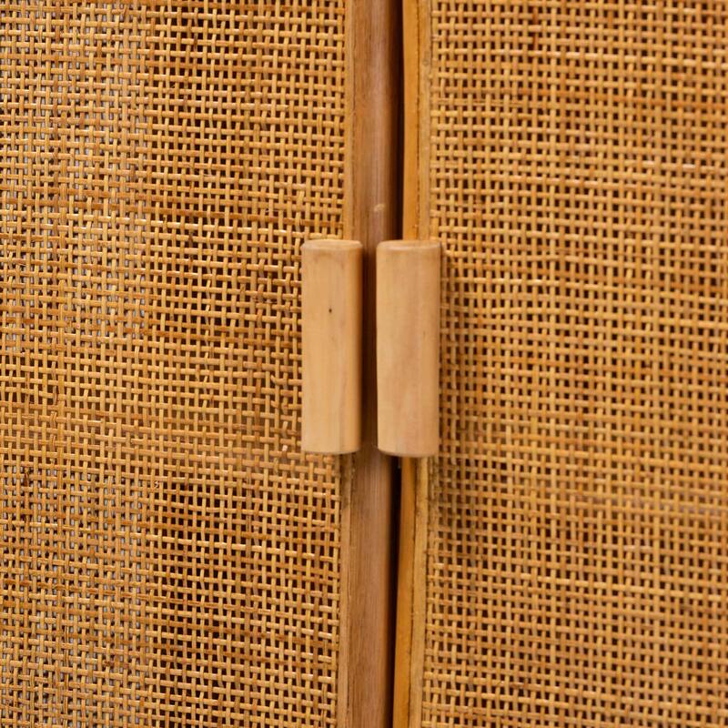 Paloma Arched Rattan Accent Cabinet with Shelves - Handwoven Cane Unit with Door, Boho Chic Furniture for Living Room