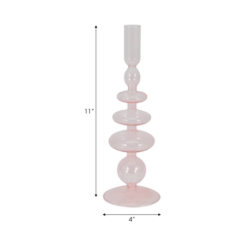 Sculptural Glass Candle Holder with Rounded Accent Base - Modern Tabletop Candle Holder for Any Room