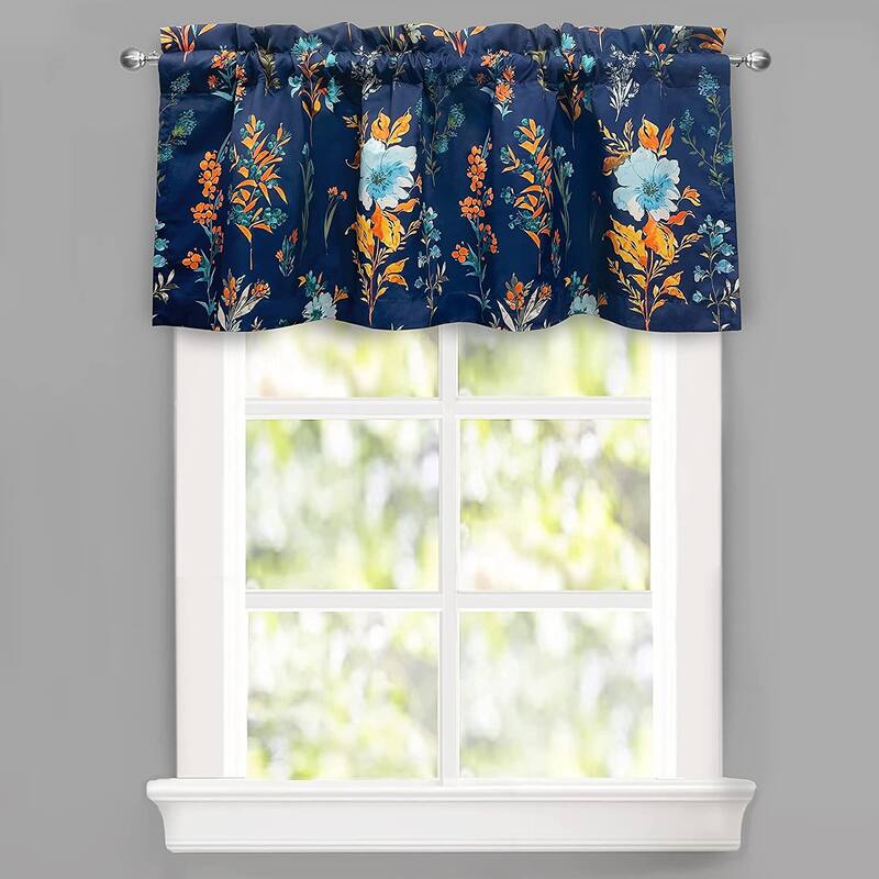 DriftAway Sylvia Floral Botanical Herbs Watercolor Printed Pattern Lined Blackout Window Curtain Valance