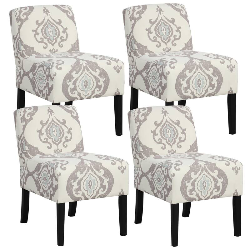 Gymax 4PCS Armless Accent Chair w/ Rubber Wood Legs Modern Vanity