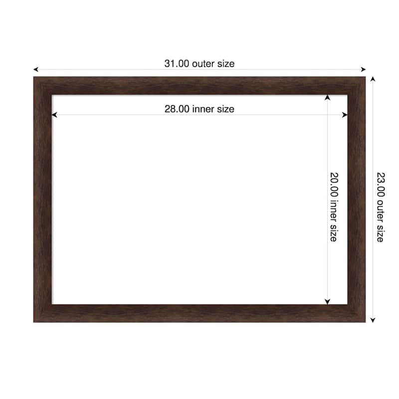 Amanti Art Warm Walnut Narrow Framed Dry Erase Magnetic Board - 31 x 23 in