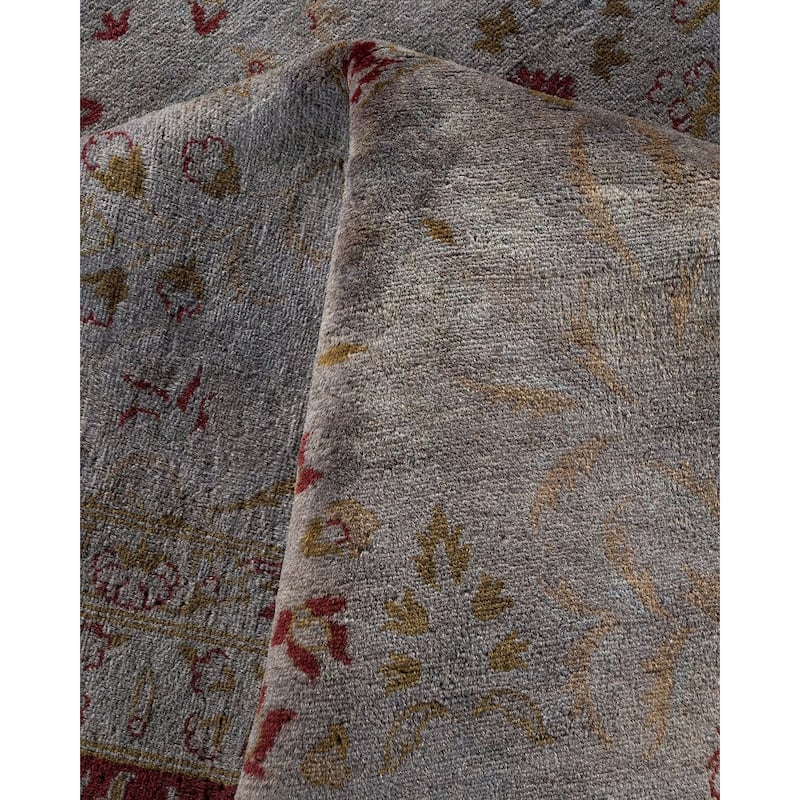 Overton Hand Knotted Wool Vintage Inspired Modern Contemporary Overdyed Gray Area Rug - 9' 2" x 12' 5"
