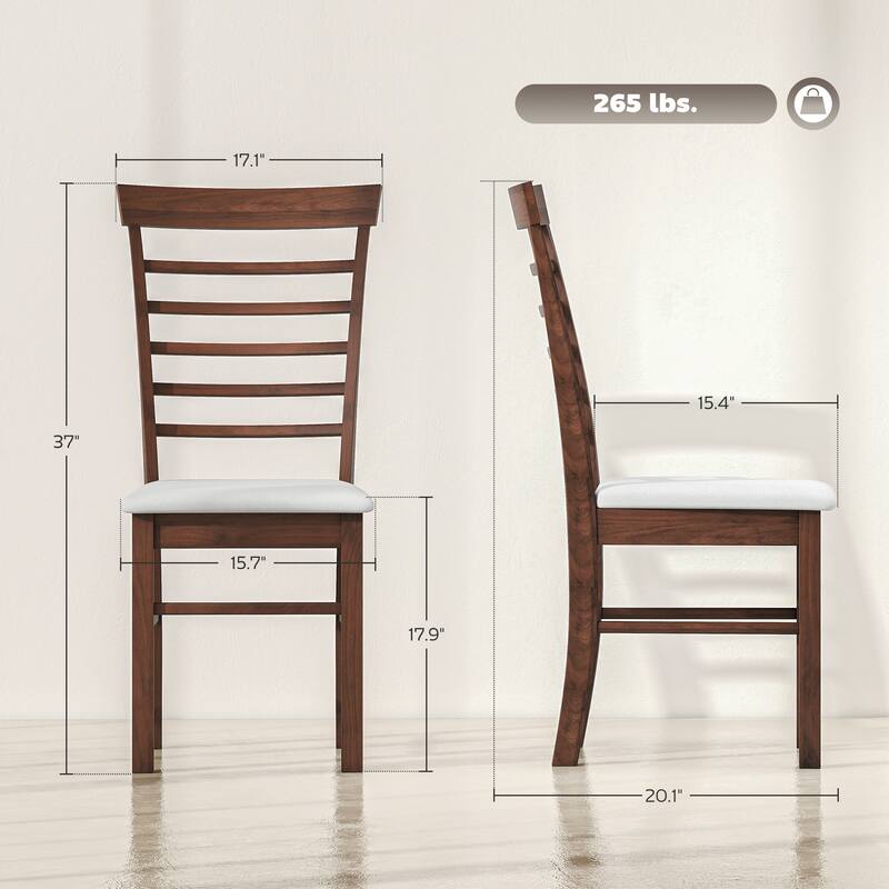 HOMCOM Wooden Dining Chairs Set of 4, Farmhouse Upholstered Kitchen Chairs with Rubber Wood Frame for Living Room, Dining Room