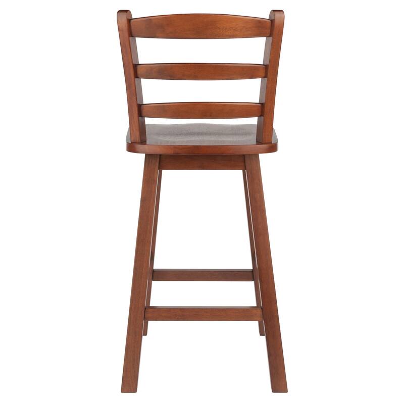Ladder-back Swivel Seat Counter Stool, Walnut - 16.3"W x 17.7"D x 38.4"H