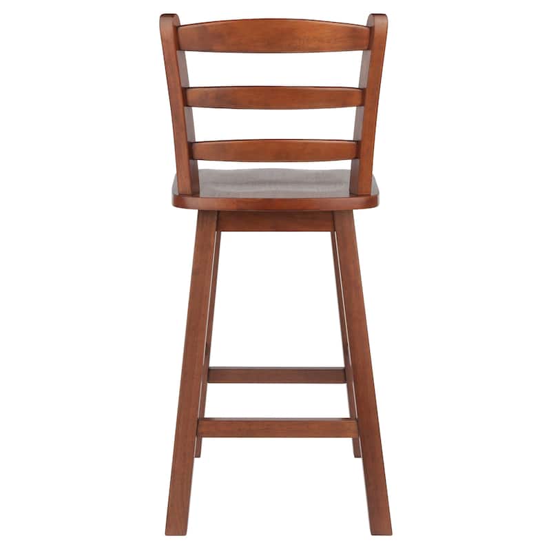 Ladder-back Swivel Seat Counter Stool, Walnut - 16.3"W x 17.7"D x 38.4"H