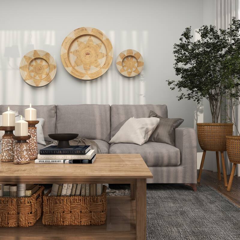 Light Brown Palm Tree Traditional Wall Decor Abstract (Set of 3)