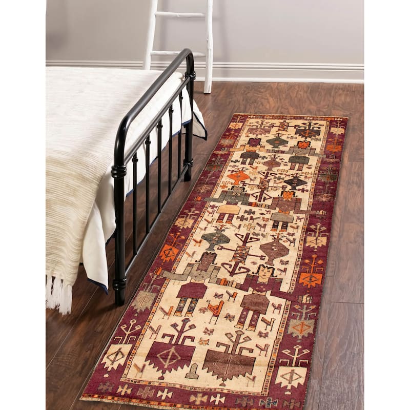 ECARPETGALLERY Hand-knotted Melis Vintage Cream Wool Rug - 4'8 x 12'6