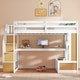 preview thumbnail 10 of 10, Full Size Loft Bed with Desk and Shelves, Two Built-in Drawers, Storage Staircase