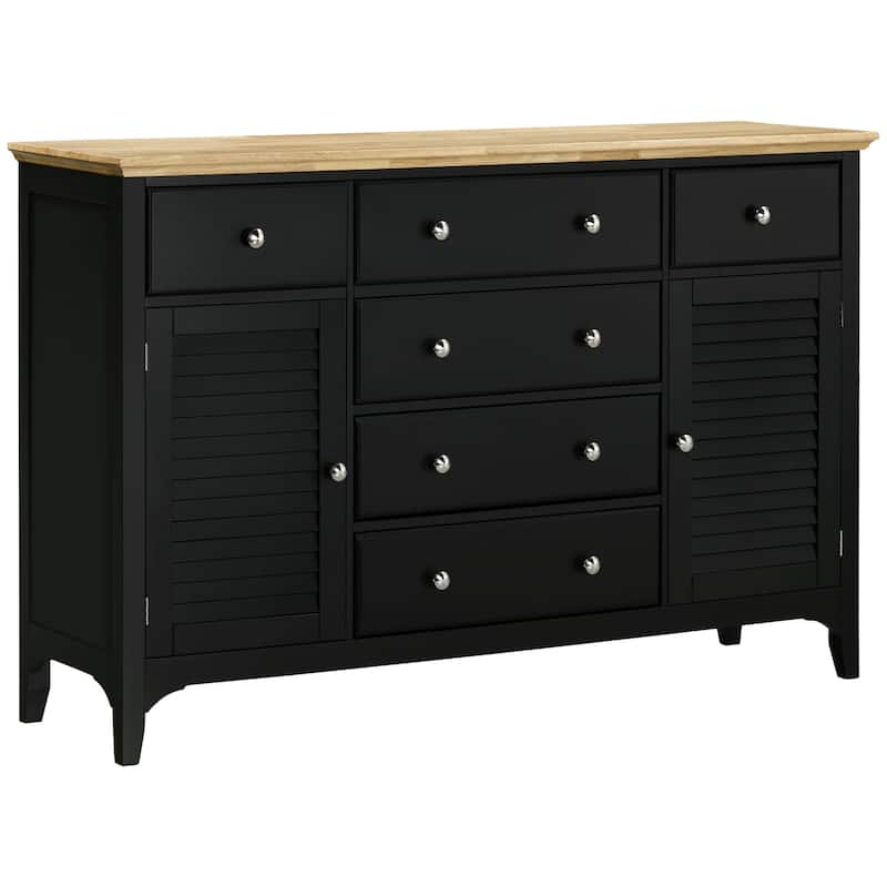 Sideboard Buffet Cabinet with Storage Drawers, Kitchen Cabinet Coffee Bar Cabinet with Wood Top and Adjustable Shelves