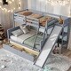 preview thumbnail 19 of 34, Storage Bunk Bed with 2 Drawers,Slide,Shelves,Ladder,Twin over Full for Home Grey
