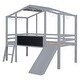 preview thumbnail 16 of 16, Twin Loft House Bed with Slide, Blackboard, Light Strip, Ladder