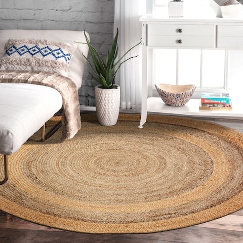 Ox Bay Organic Jute Braided Area Rug, Natural and Gray