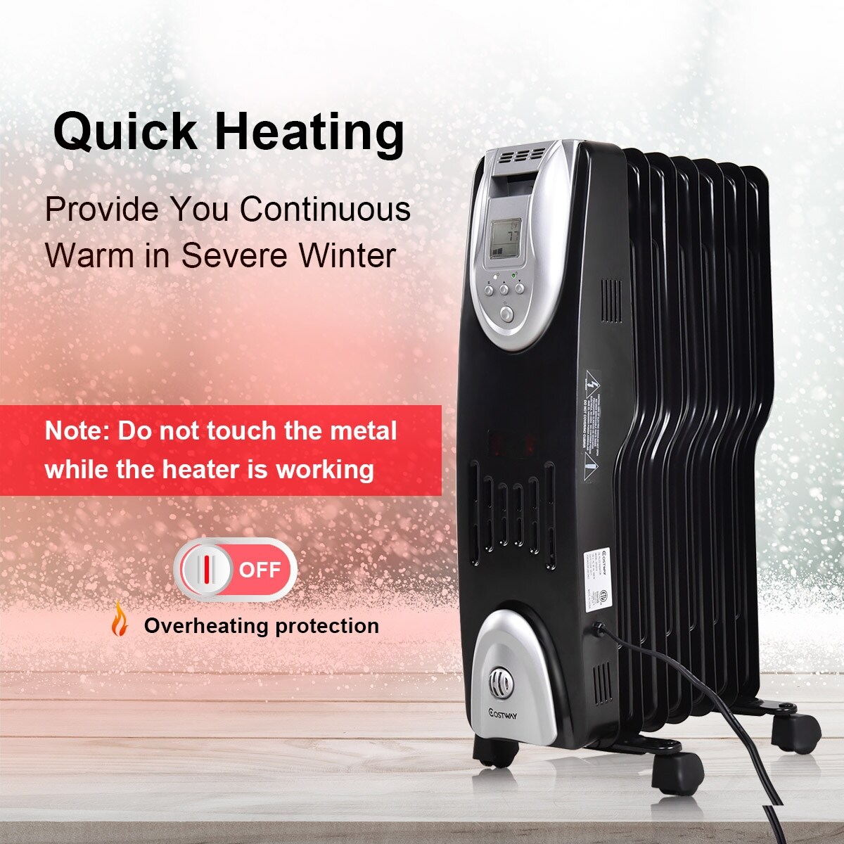 Shop Costway 1500w Electric Oil Filled Radiator Heater Safe Digital Overstock 18797928