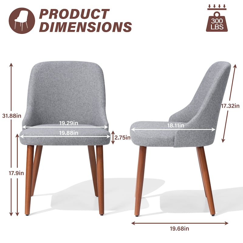 Modern Dining Chair Upholstered Accent Chairs with Solid Wood Legs