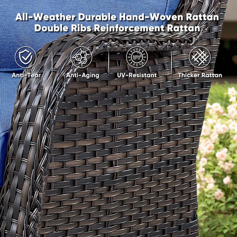 Gymojoy Wicker Patio Club Chairs with Olefin Weather-Resistant Cushions