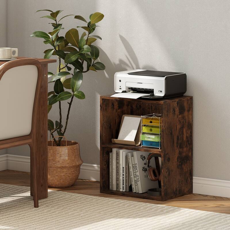 Gymax 2-Cube Bookcase w/ 5-Position Adjustable Shelf Anti-Toppling