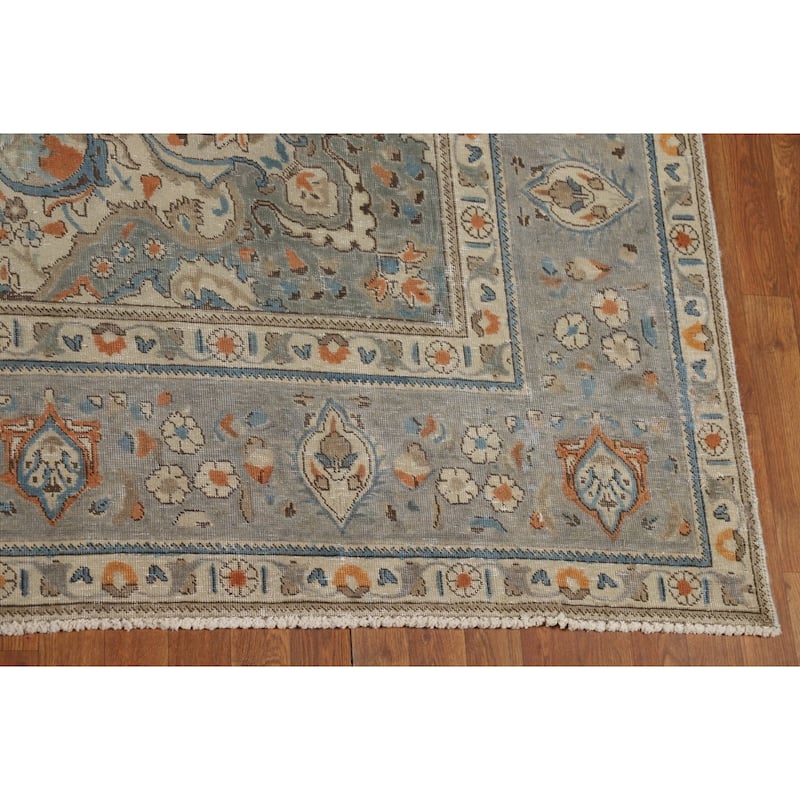 Light Blue Tabriz Persian Area Rug Traditional Handmade Wool Carpet - 8'6"x 12'10"