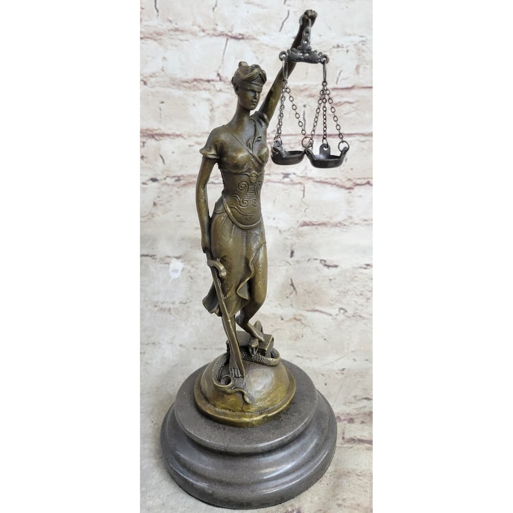 Signed Mayer Lawyer Blind Justice Bronze Figure Law Sculpture Statue Figure Art