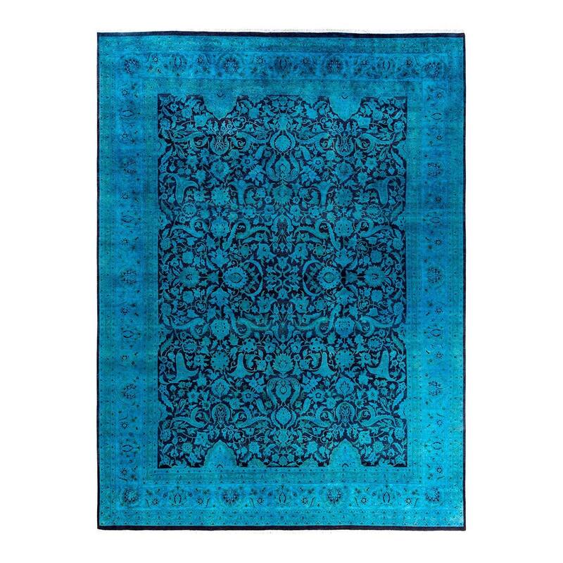 Fine Vibrance One-of-a-Kind Hand-Knotted Area Rug - Blue, 9' 1" x 12' 3" - 9' 1" x 12' 3"